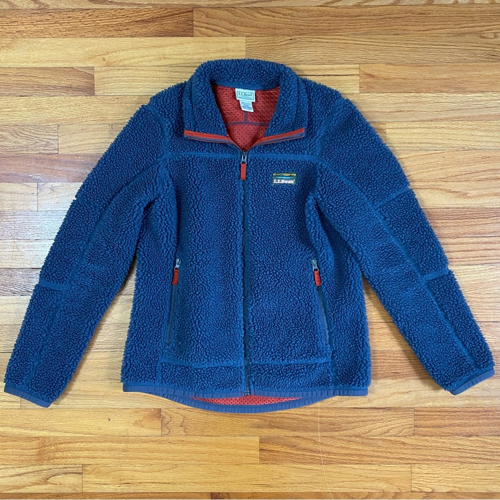 L.L. Bean Mountain Pile Fleece Full Zip Navy Jacket Size XS